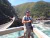 Stuart Parker - getting to grips with his camera on the swing bridge at Storms River